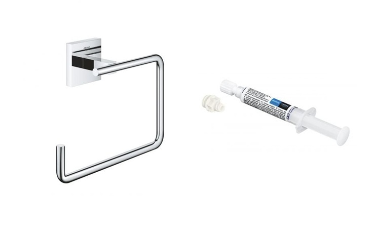 Zestaw Grohe Start Cube wieszak na ręcznik chrom i klej montażowy QuickGlue (40975000, 41127000) - Wysyłka w 24h