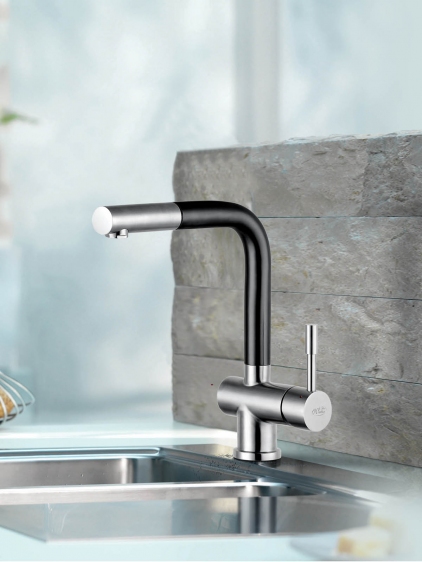 Blue Water Corsa bateria kuchenna z wyciąganą wylewką inox czarny mat