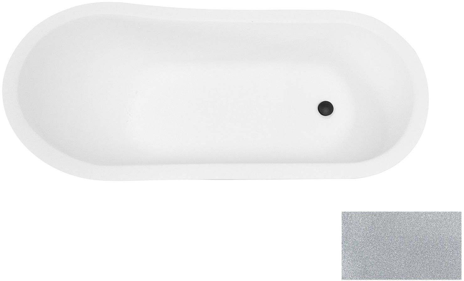 Besco Olaya Glam wanna wolnostojąca 157,5x68 cm owalna biały połysk/srebrny/czarny #WAO-160-GSB