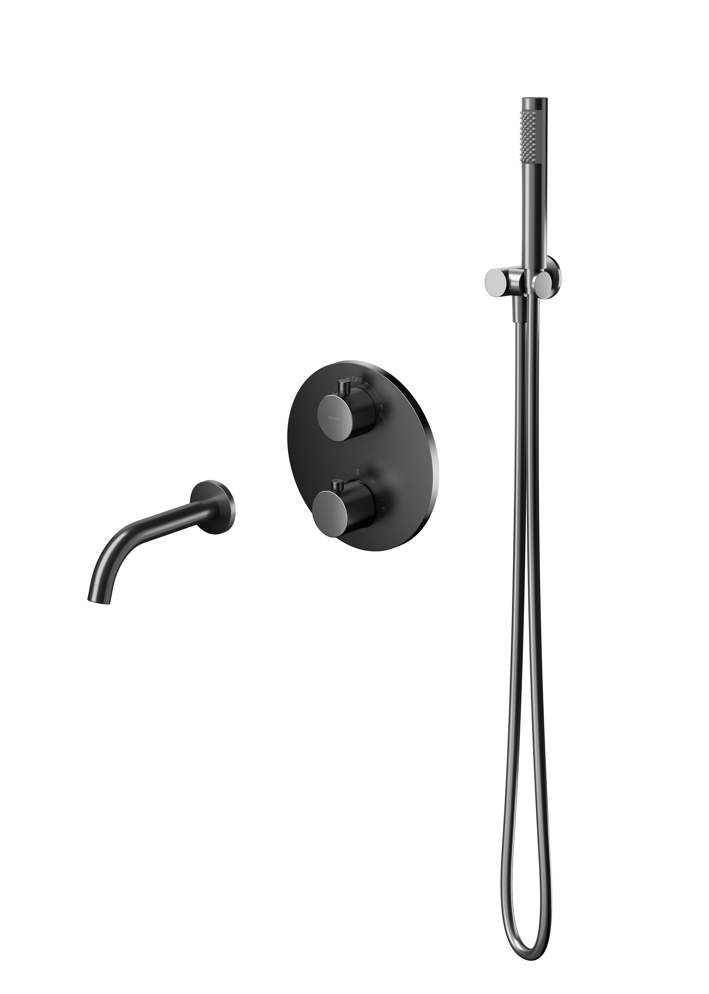 Cersanit Zen zestaw prysznicowy podtynkowy termostatyczny czarny-gun metal S952-055 - Wysyłka w 24h