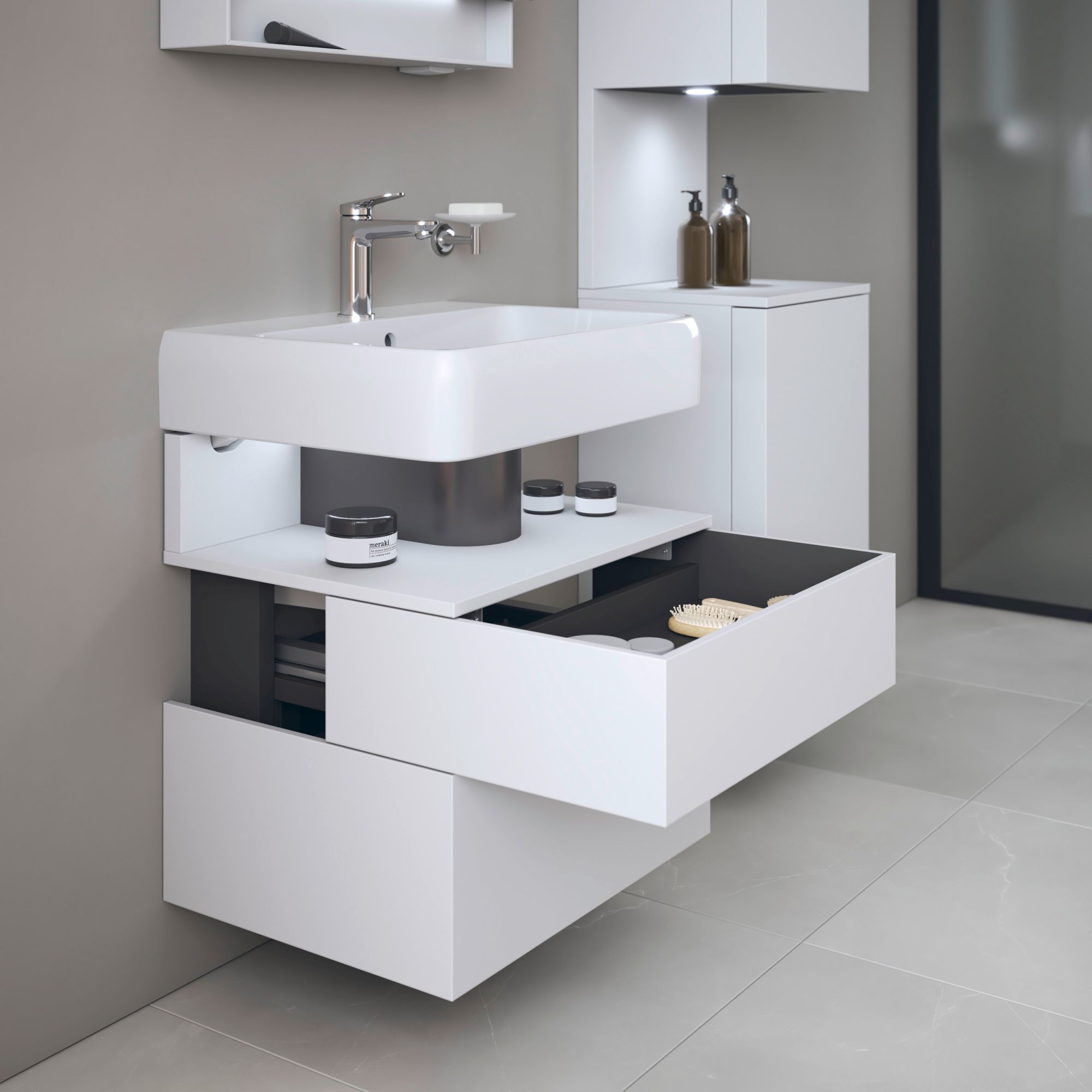 Duravit Qatego szafka 60 cm podumywalkowa wisząca biały mat QA4393018180010