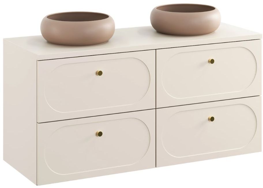 Zestaw Comad Donna Sand dwie szafki podumywalkowe 60 cm z blatem 121 cm i dwiema umywalkami beż piaskowy SET-DS B SAND 120CM UN WIKI MC