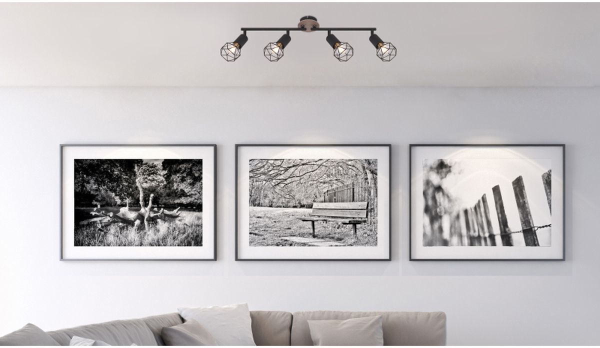 Globo Lighting Xara I lampa podsufitowa 4x40W czarna/drewno 54802S-4H