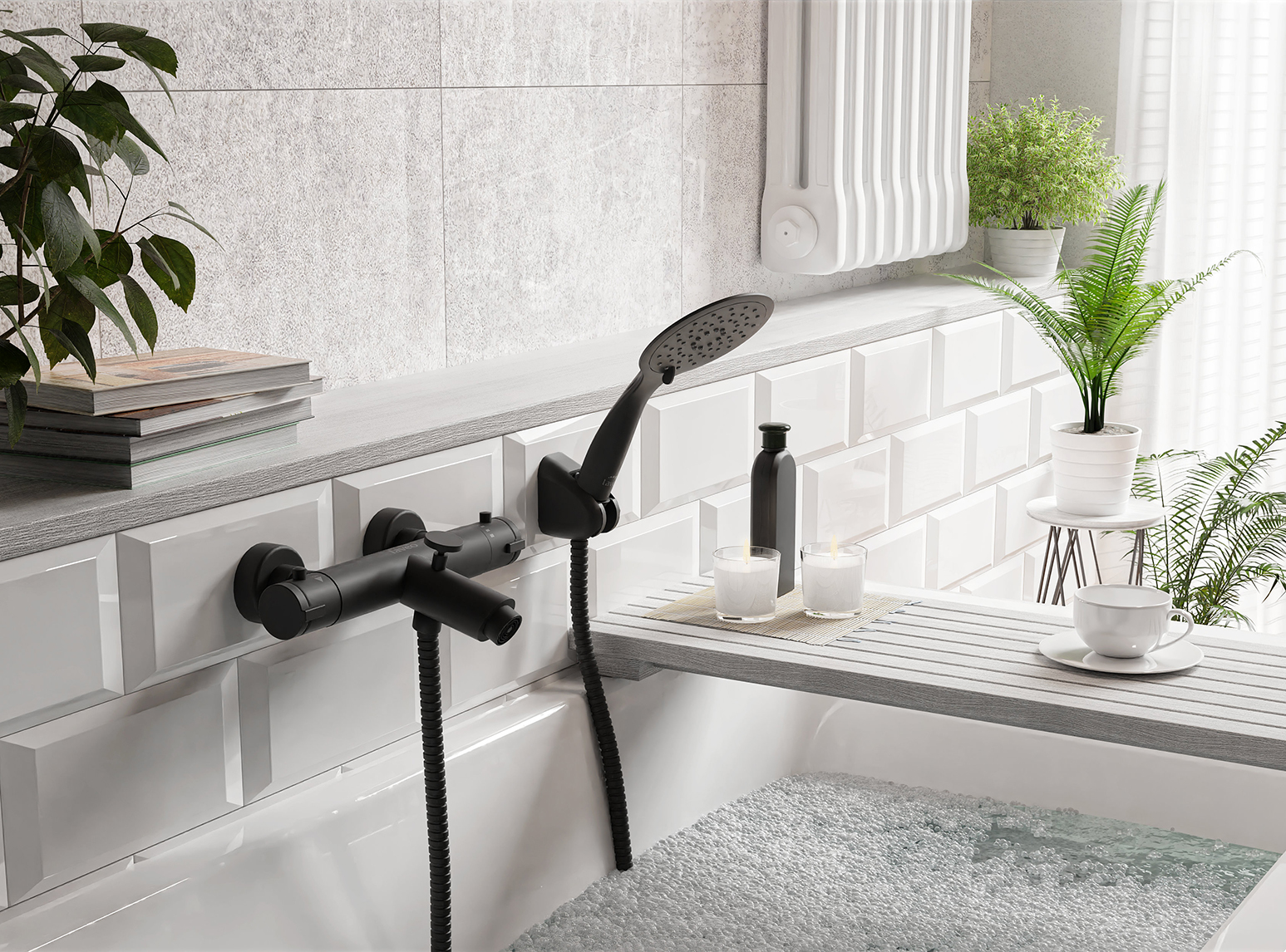 Laveo Fino zestaw prysznicowy ścienny czarny NLF70AD