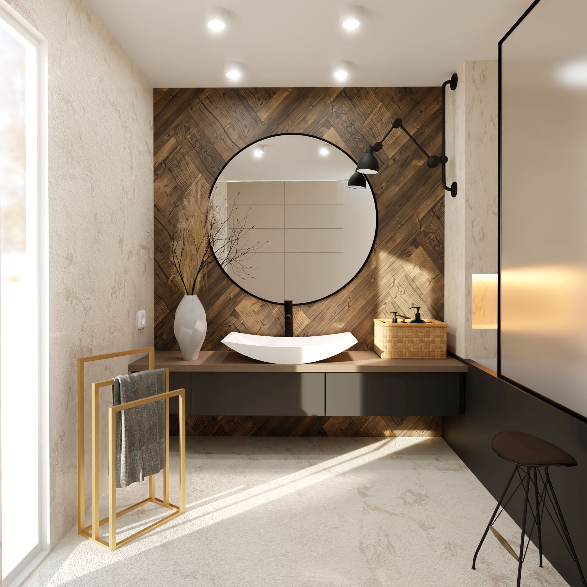 Baltica Design Rino II Gold wieszak na ręczniki 60 cm stojący złoty - Wysyłka w 24h