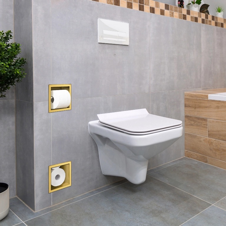 Balneo Wall Box Paper 2 uchwyt na papier toaletowy wnękowy złoty B0301030302-1