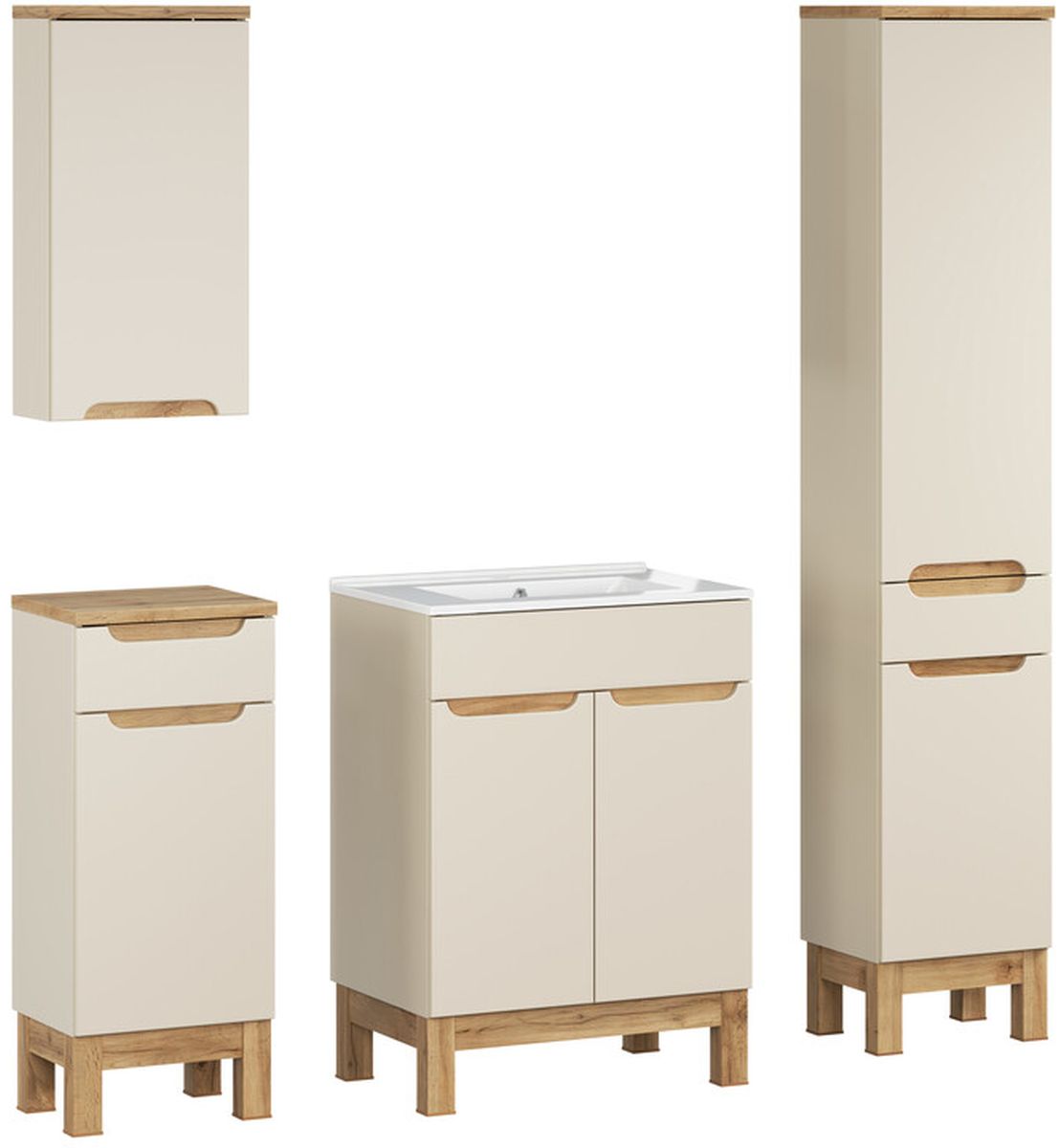 Comad Bali Cashmere zestaw meblowy 60 cm szafka stojąca z umywalką Lava i szafki boczne stojące/wisząca kaszmir/biały SET-BAC 60CM ...