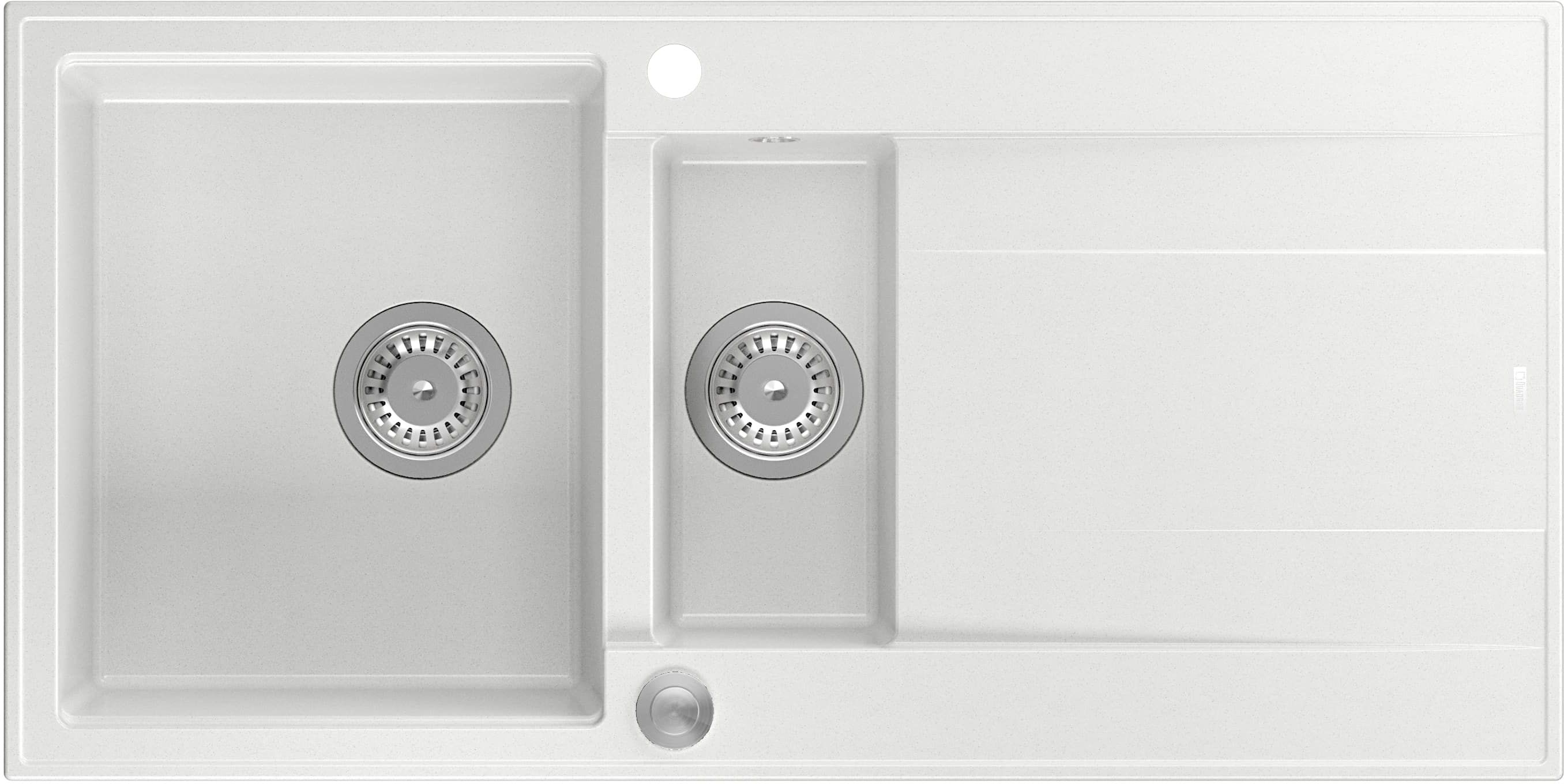 Quadron Evan 156XL zlewozmywak 100x50 cm GraniteQ snow white/stalowy HQE510050U1_BS_P2O