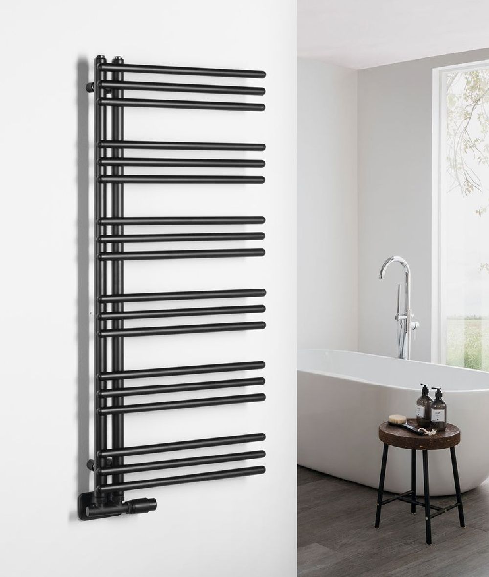Aqualine Poseidon grzejnik łazienkowy drabinkowy 114x45 cm czarny PS411B - Wysyłka w 24h
