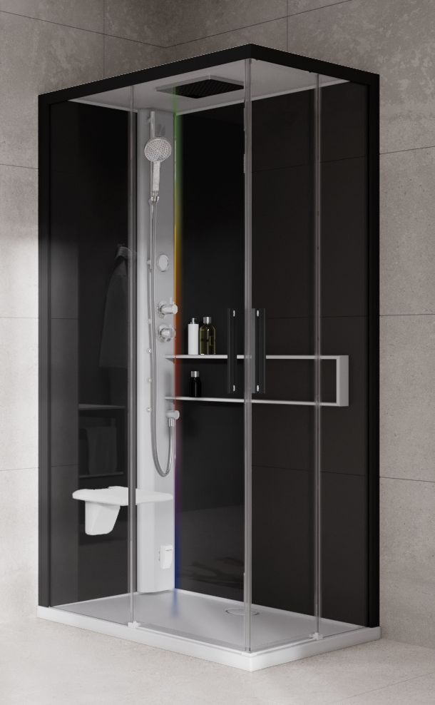 Novellini Glax 2 2.0 A kabina z hydromasażem 100x80 cm lewa parowa z brodzikiem biała G22A108ST5-1UH