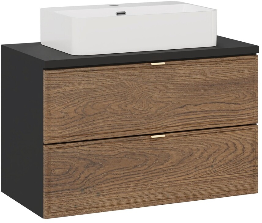 Zestaw Comad Talia Casella umywalka nablatowa Talia biała z szafką podumywalkową 80 cm dąb-czarny SET-TC B BLACK 80CM UN TRUST WH