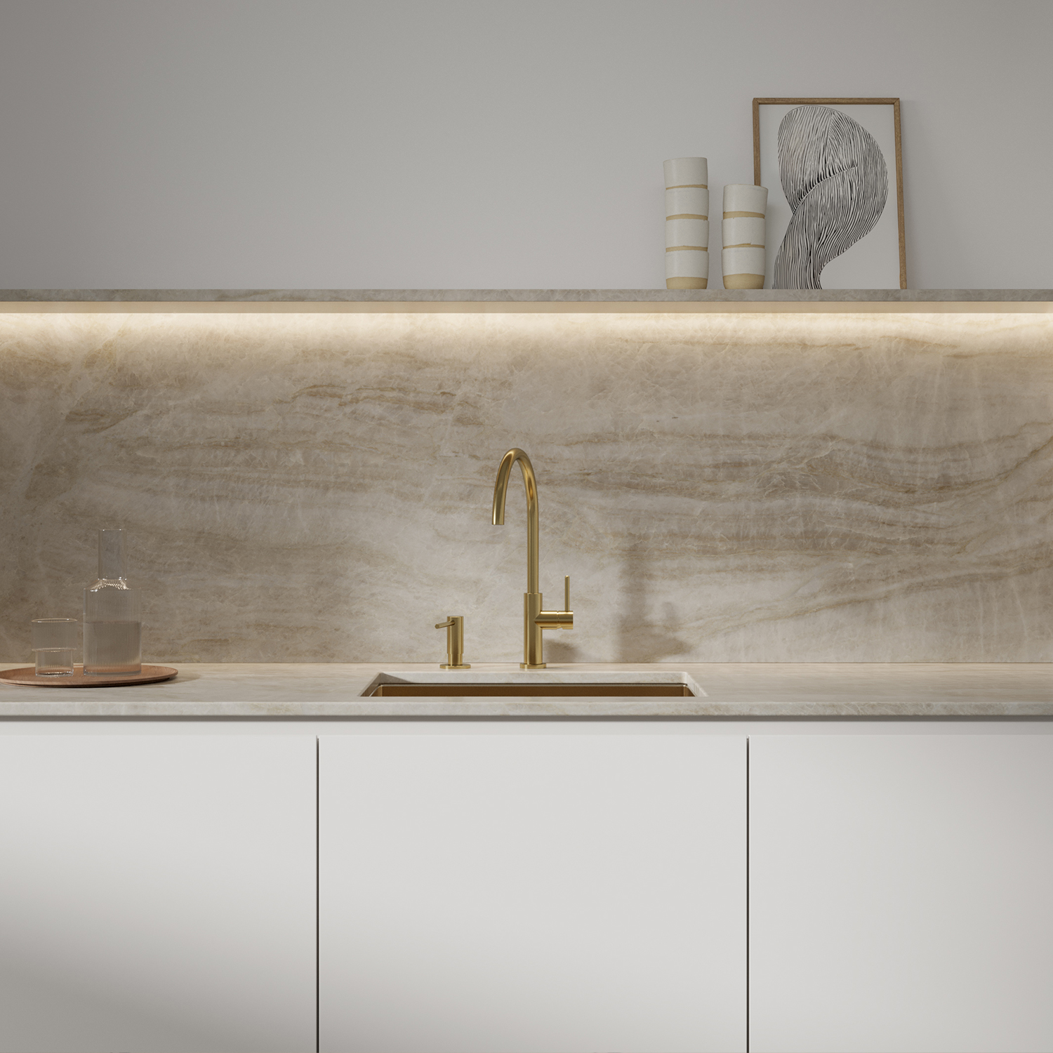 Omnires Modern Project dozownik do mydła 500 ml złoty szczotkowany MP60723GLB