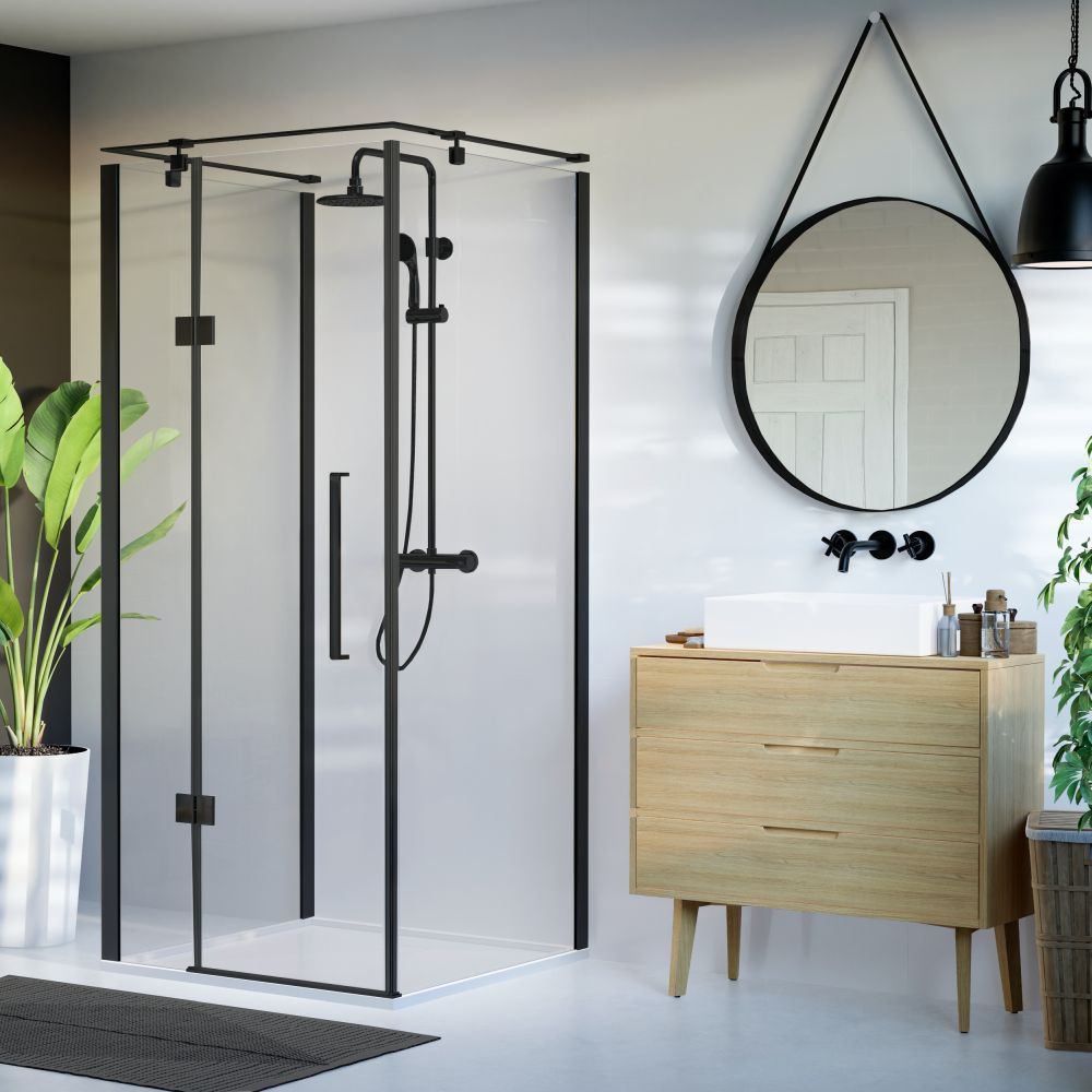 Sea-Horse Creative kabina prysznicowa 100x80 cm prostokątna czarny mat/szkło przezroczyste BKP248T08/10XKL