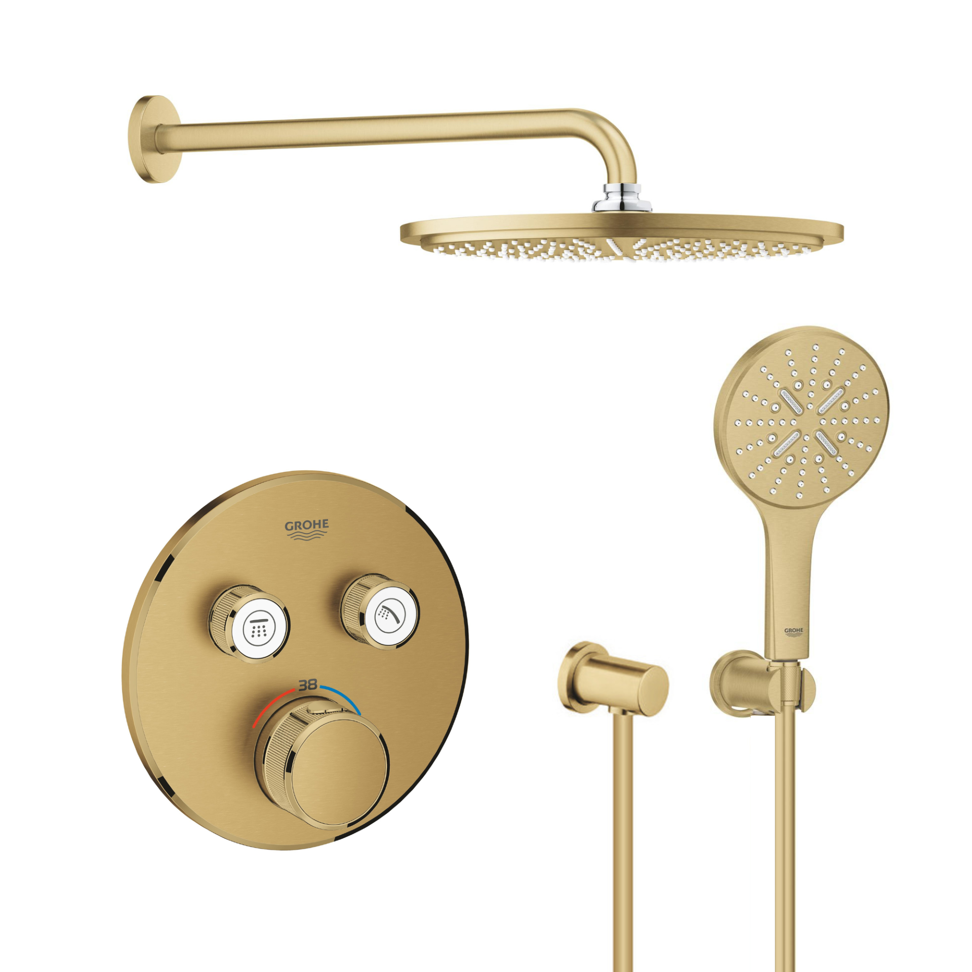 Grohe Grohtherm SmartControl zestaw prysznicowy podtynkowy z deszczownicą Cool Sunrise (29119GN0, 27074GN0, 27057GN0, 28362GL1, 26066GN0, ...