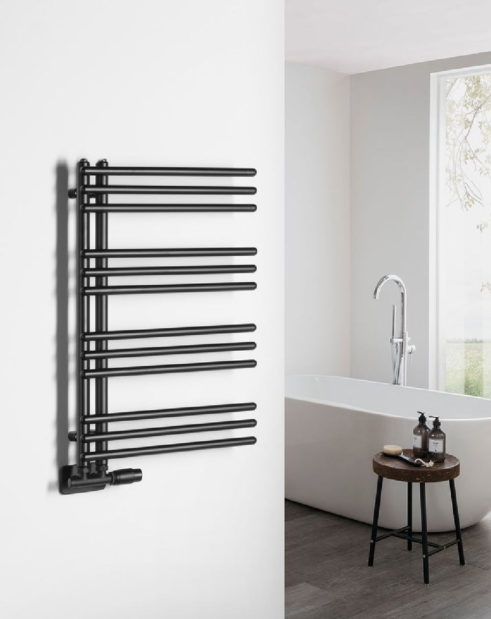 Aqualine Poseidon grzejnik łazienkowy drabinkowy 74x45 cm czarny PS474B