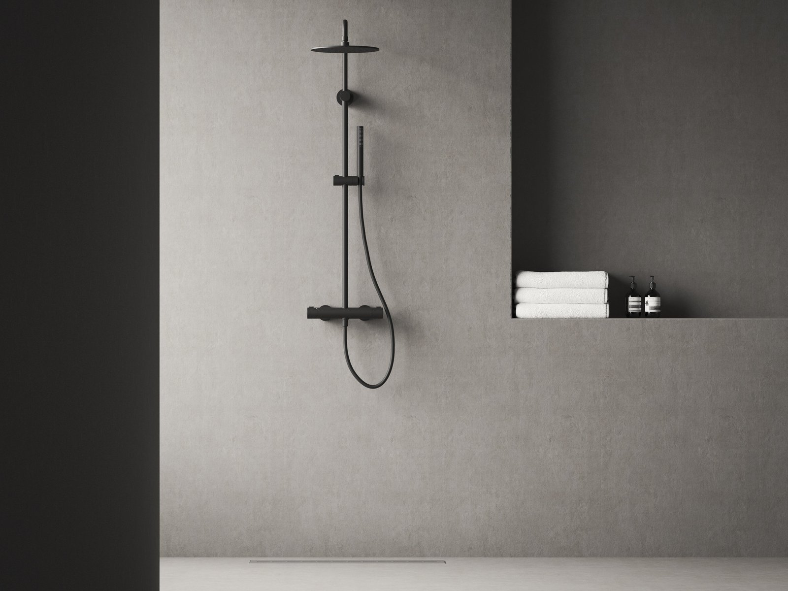 Ravak Spring zestaw prysznicowy ścienny termostatyczny z deszczownicą czarny X070558