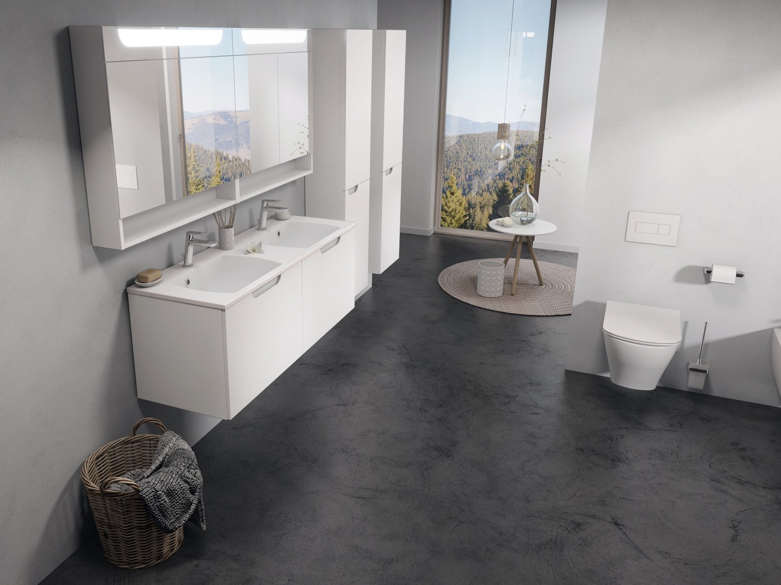 Ravak SD Classic II szafka 130 cm podumywalkowa wisząca biały połysk/szara X000001483