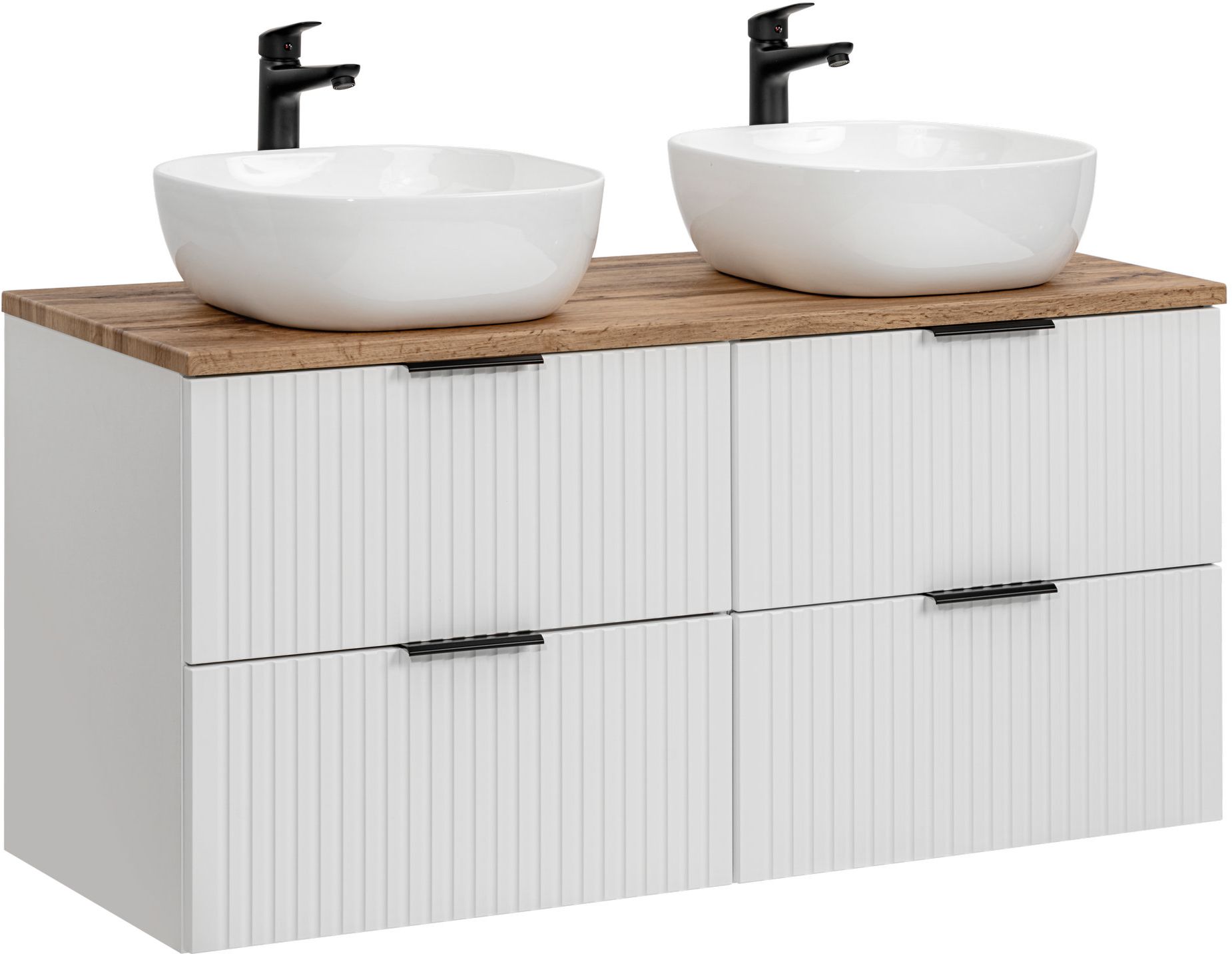 Zestaw Comad Adel White szafka 60x46 cm podumywalkowa wisząca z blatem i umywalką biały SET -ADW B 120 CM UN 6252