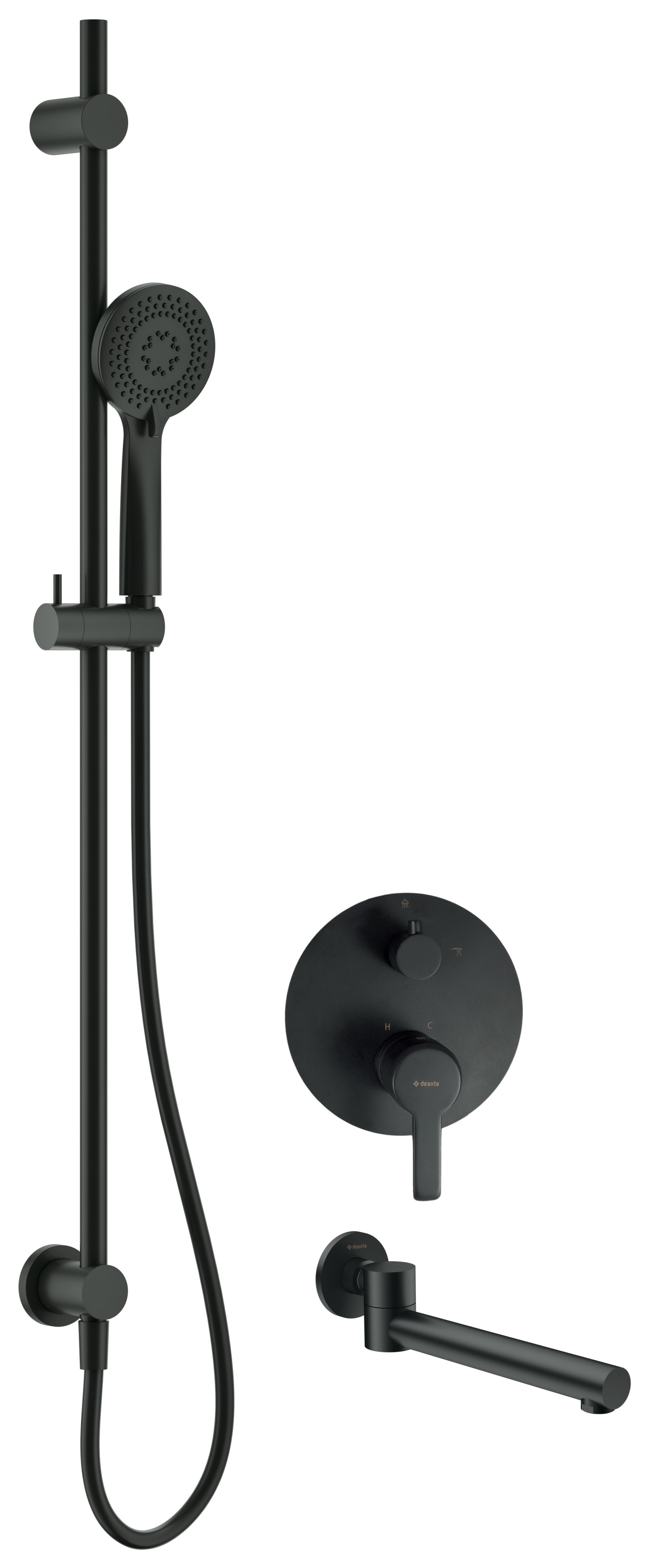 Deante Arnika zestaw wannowo-prysznicowy podtynkowy czarny mat NACN9QA