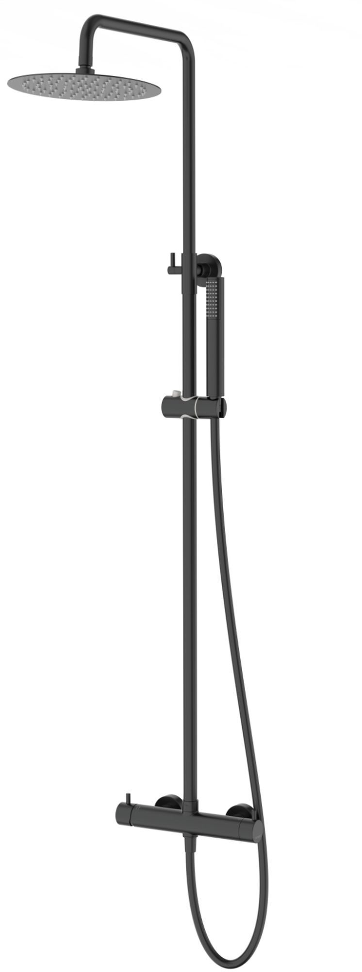 Corsan Lugo zestaw prysznicowy z deszczownicą ścienny czarny półmat CMN01MBL