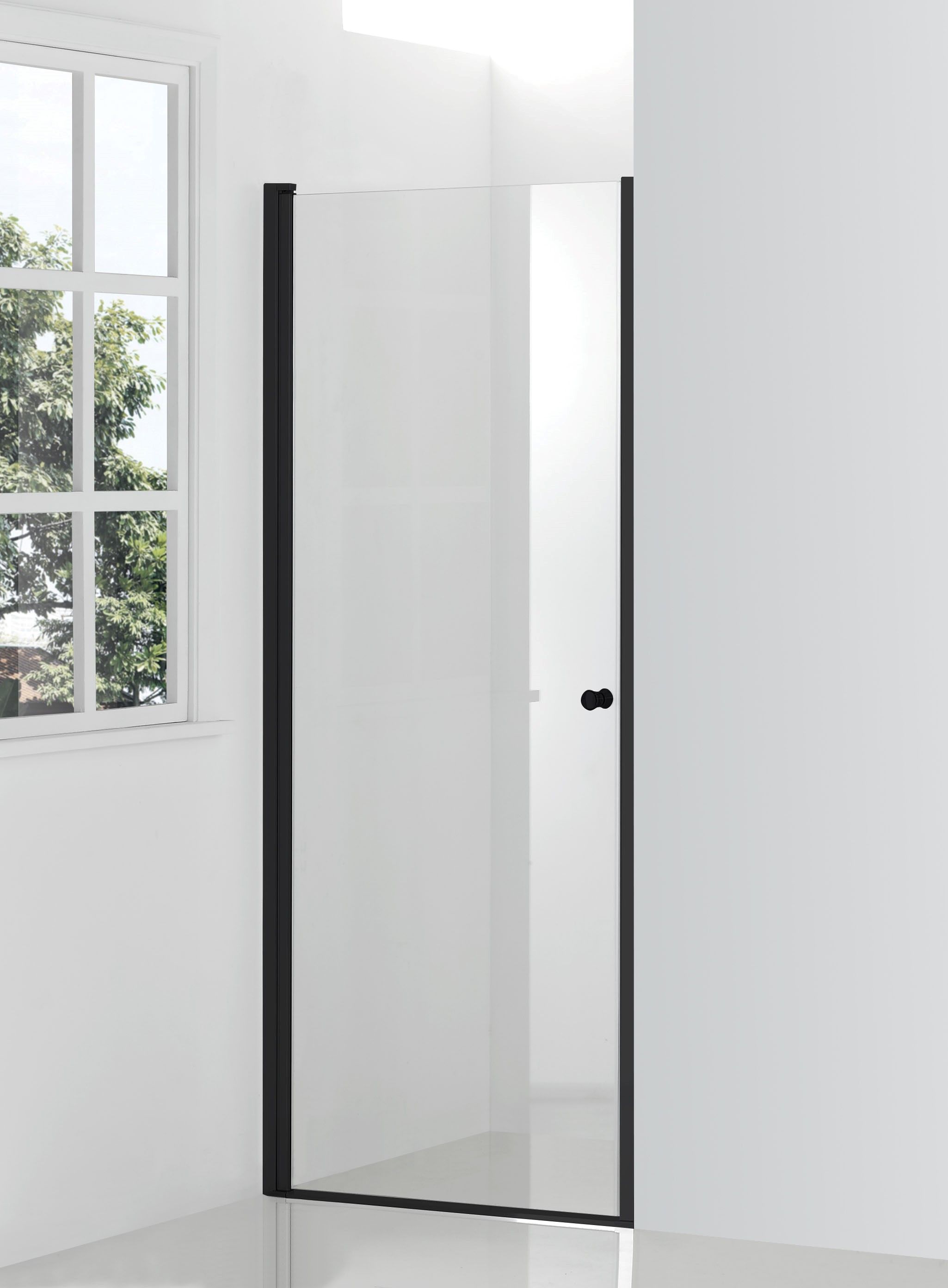 Hagser Gabi drzwi prysznicowe 90 cm jednoczęściowe uchylne czarny mat/szkło przezroczyste HGR23000021 - Wysyłka w 24h