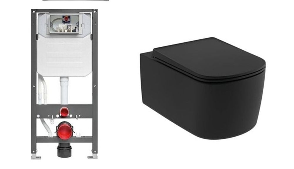 Zestaw Kludi Unifix stelaż podtynkowy i miska WC Resa S spłukiwanie wirowe z deską wolnoopadającą czarny mat (79300, 27WCSET39)