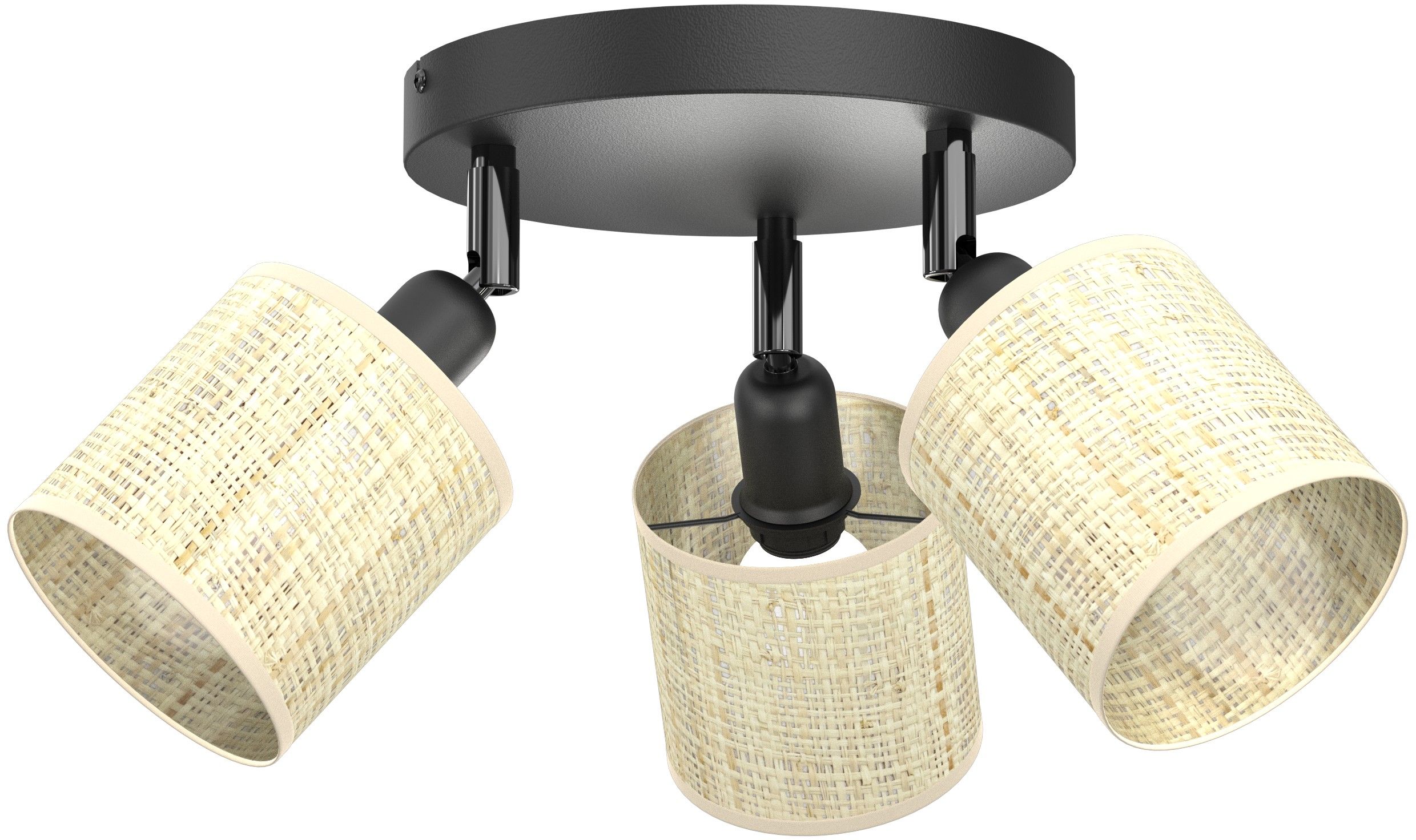 Luminex Rattan lampa podsufitowa 3x15W czarny/rattan 5297