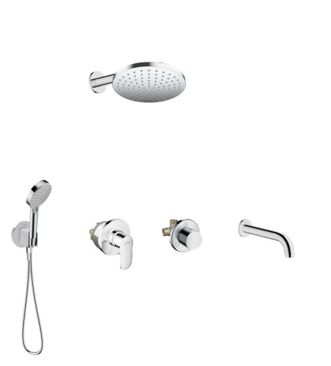 Zestaw Vernis Blend komplet wannowo-prysznicowy podtynkowy z deszczownicą chrom (26277000, 27809000, 71663000, 15932000, 15930180, ...