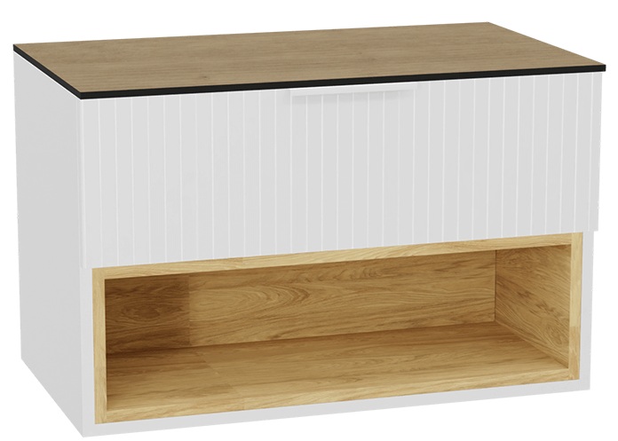 Zestaw Excellent Tuto 2.0 szafka 80 cm podumywalkowa wisząca z blatem biały-dąb MLEX.2171.K.80.03BL.WHWH