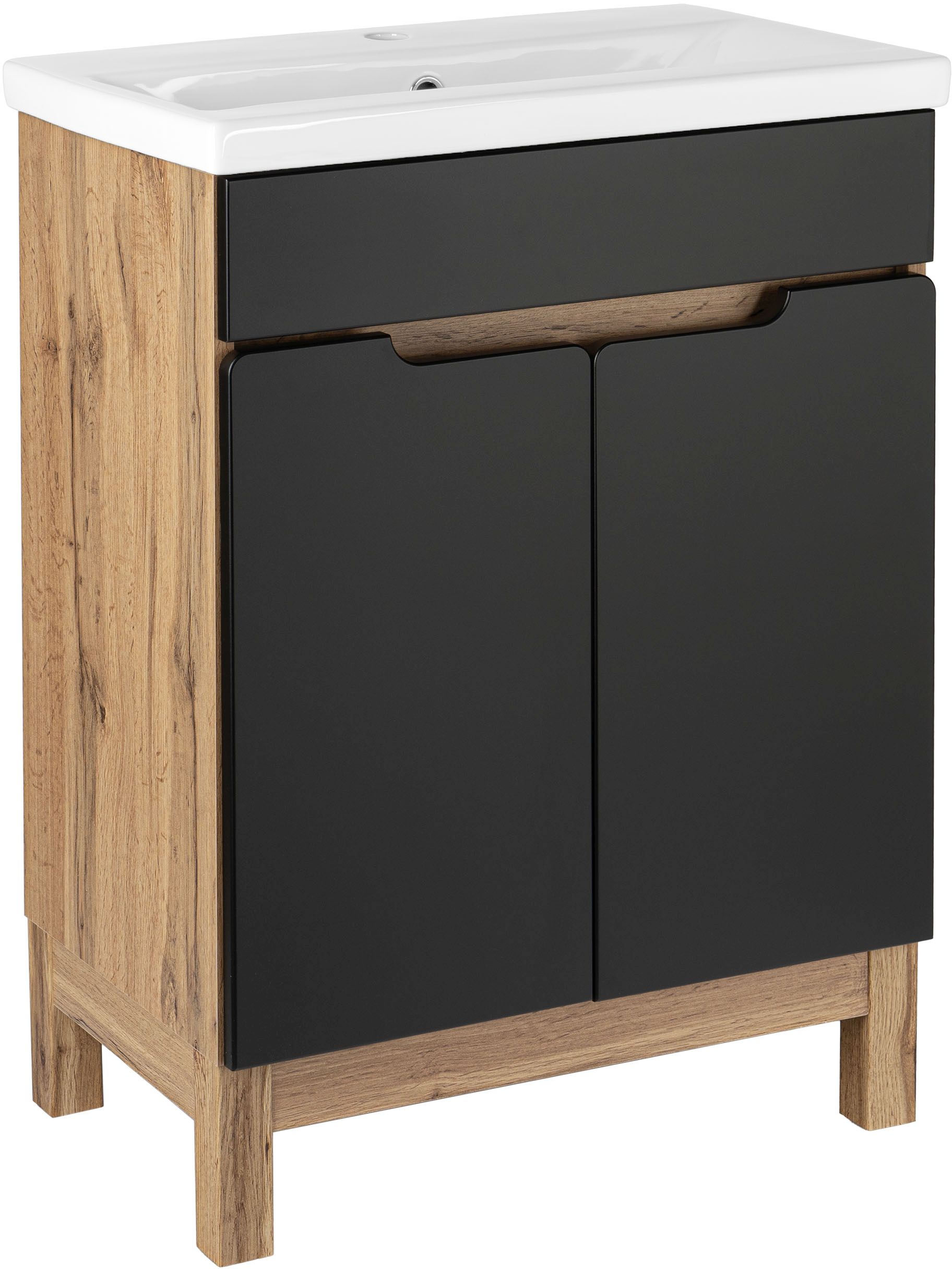 Astor Alma umywalka z szafką 61 cm czarną AM-SKU-652-BN