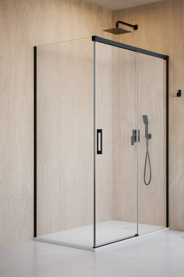 Radaway Idea 8 KDJ drzwi prysznicowe 62 cm rozsuwane czarny mat/szkło przezroczyste 10340620-54-01R