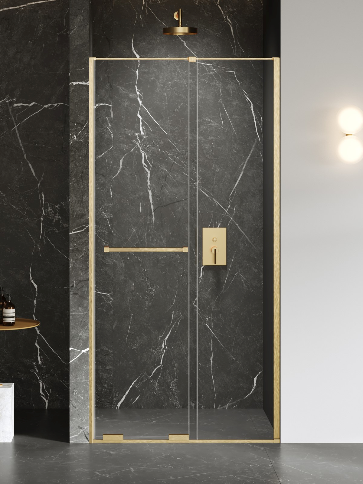 New Trendy Smart Gold Brushed drzwi prysznicowe 130 cm rozsuwane złoty szczotkowany/szkło przezroczyste EXK-7513