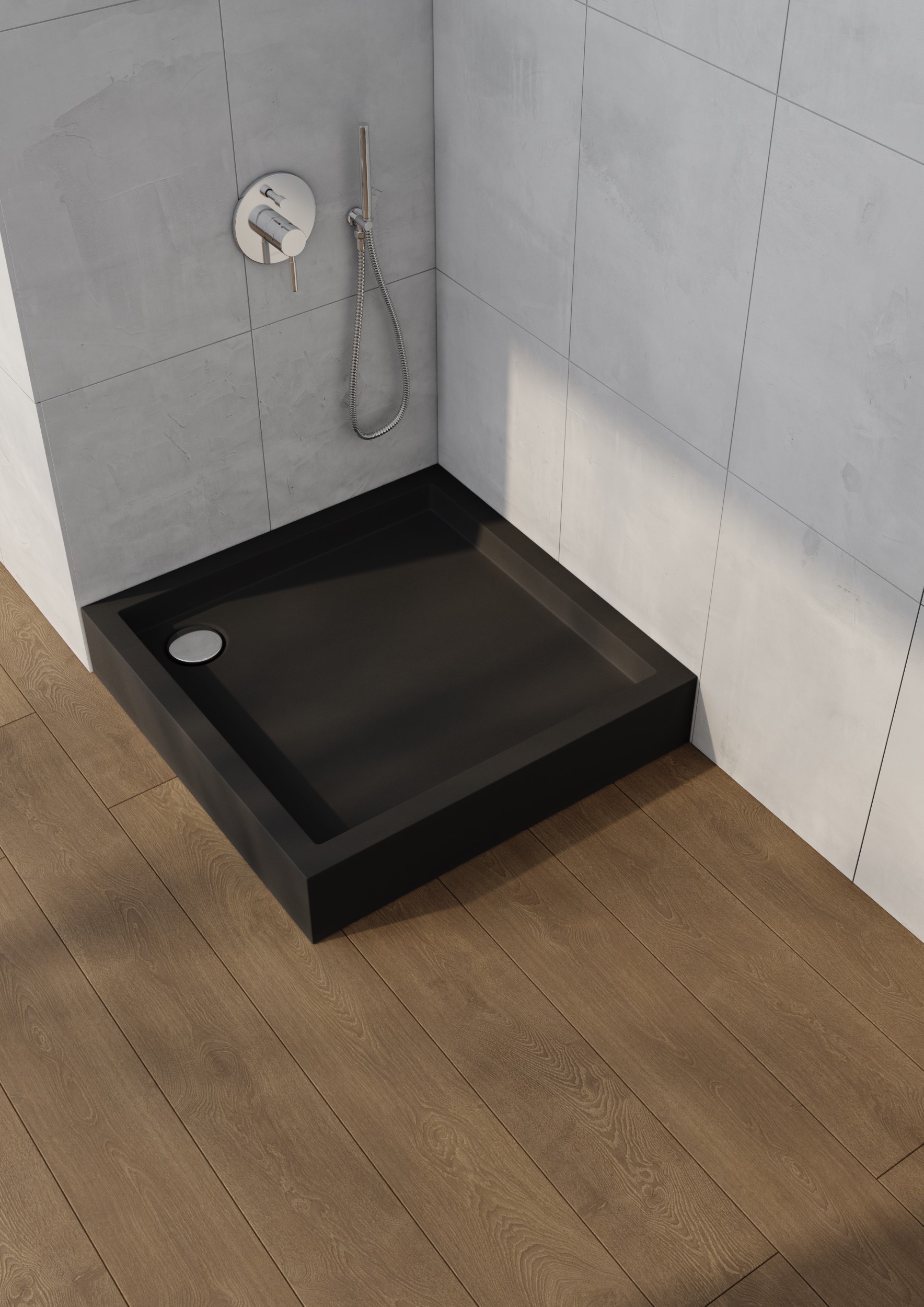 Schedpol Medium Black Matt brodzik kwadratowy 90x90 cm czarny 3.4731/C/MG