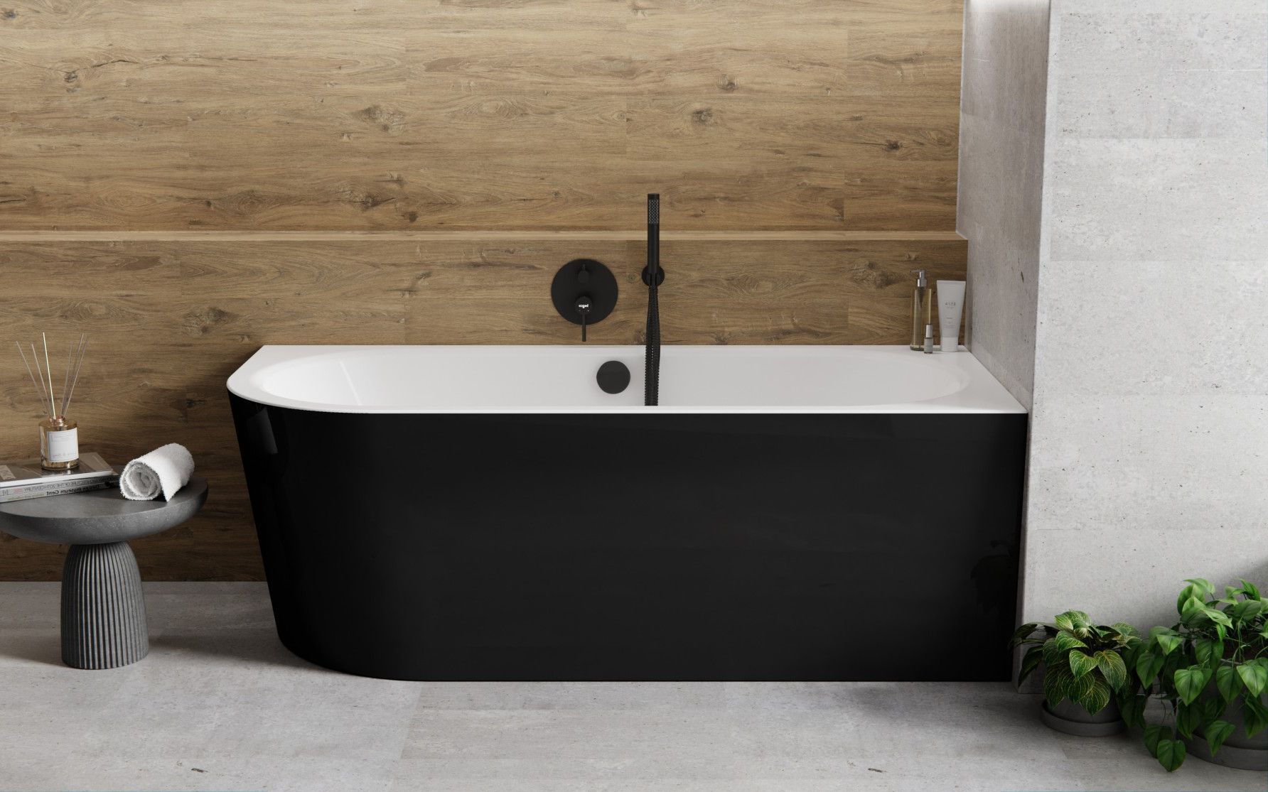 Besco Avita A-Line B&W wanna narożna 169x75 cm prawa czarny/biały #WAA-17ABPCN