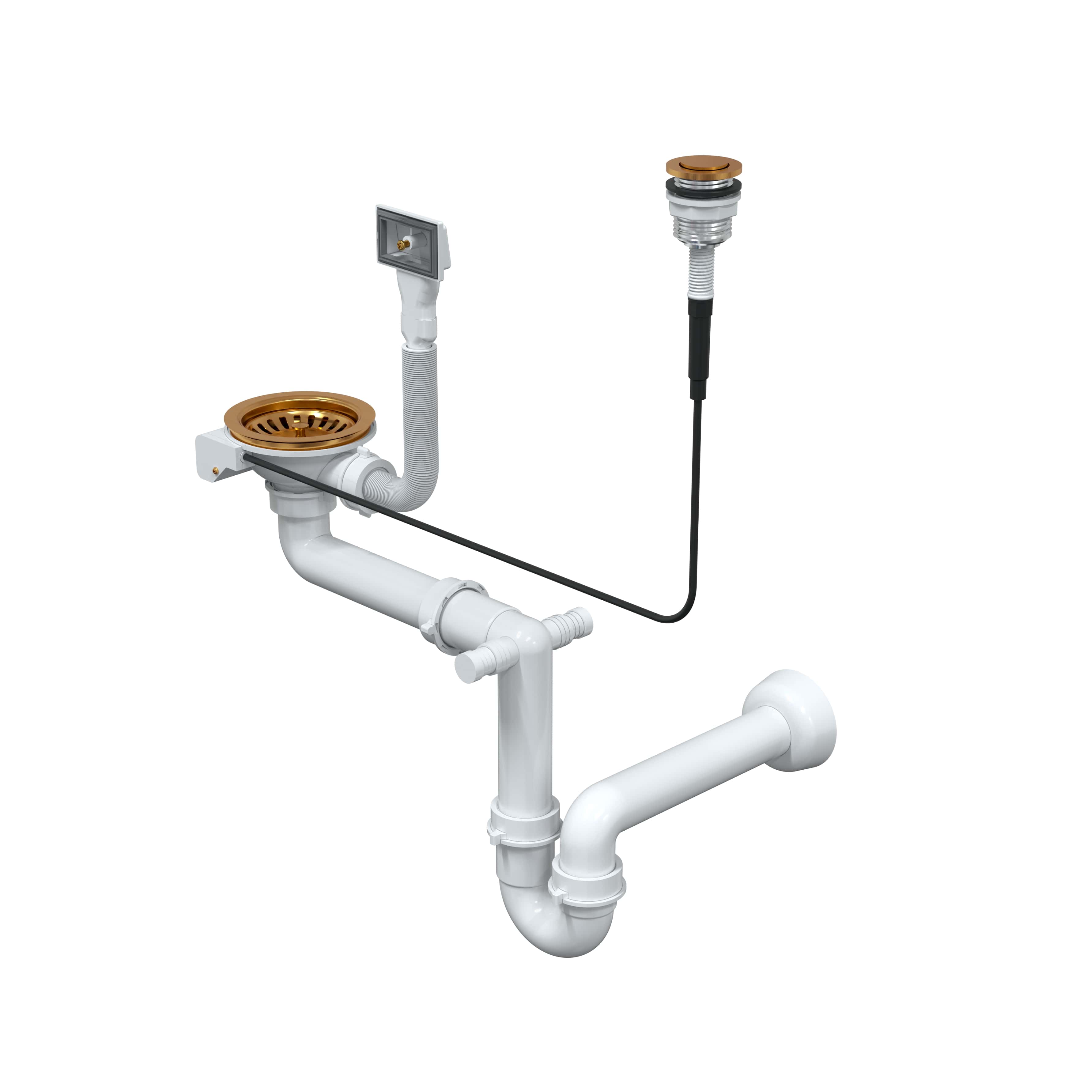 Quadron Save Space syfon Push To Open 3 1/2" 1-komorowy miedziany 13SR3(14G)-P1A-PC1 - Wysyłka w 24h