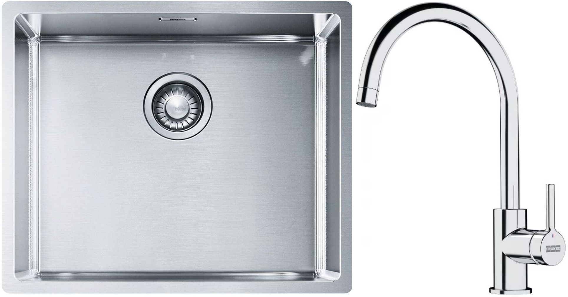 Franke Box BXX 110-50/BXX 210-50 zlewozmywak 54x45 cm stalowy z baterią kuchenną Lina chrom (1270453656, 1150693228)