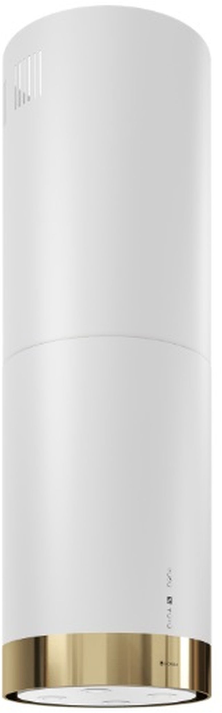 Globalo Exclusive Cylindro Isola okap kuchenny 39 cm wyspowy biały-złoty CYLINDRO_ISOLA_39_7_LIGHT_GOLD_RING