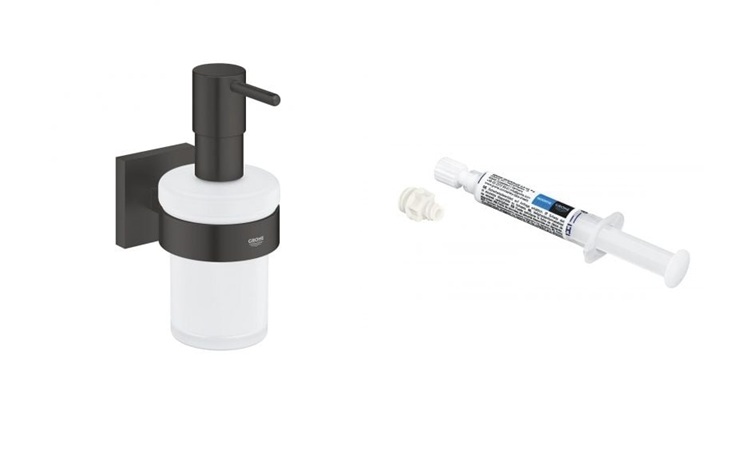Zestaw Grohe Start Cube dozownik do mydła 160 ml czarny i klej montażowy QuickGlue (410982430, 41127000)