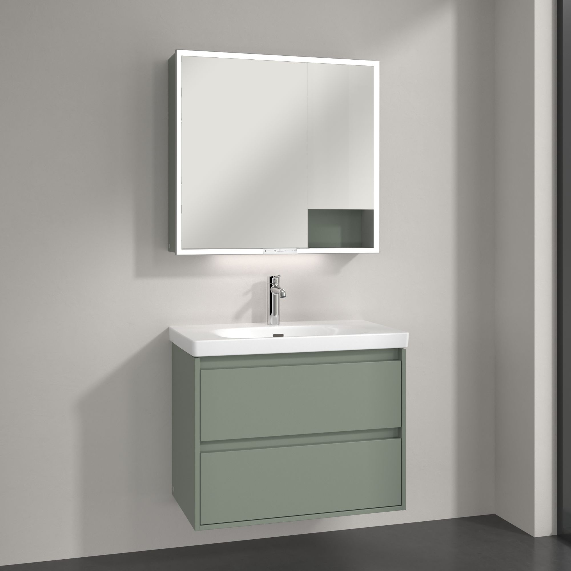 Villeroy & Boch My View+ szafka 80x16,8x75 cm z lustrem Soft Green A48180AF