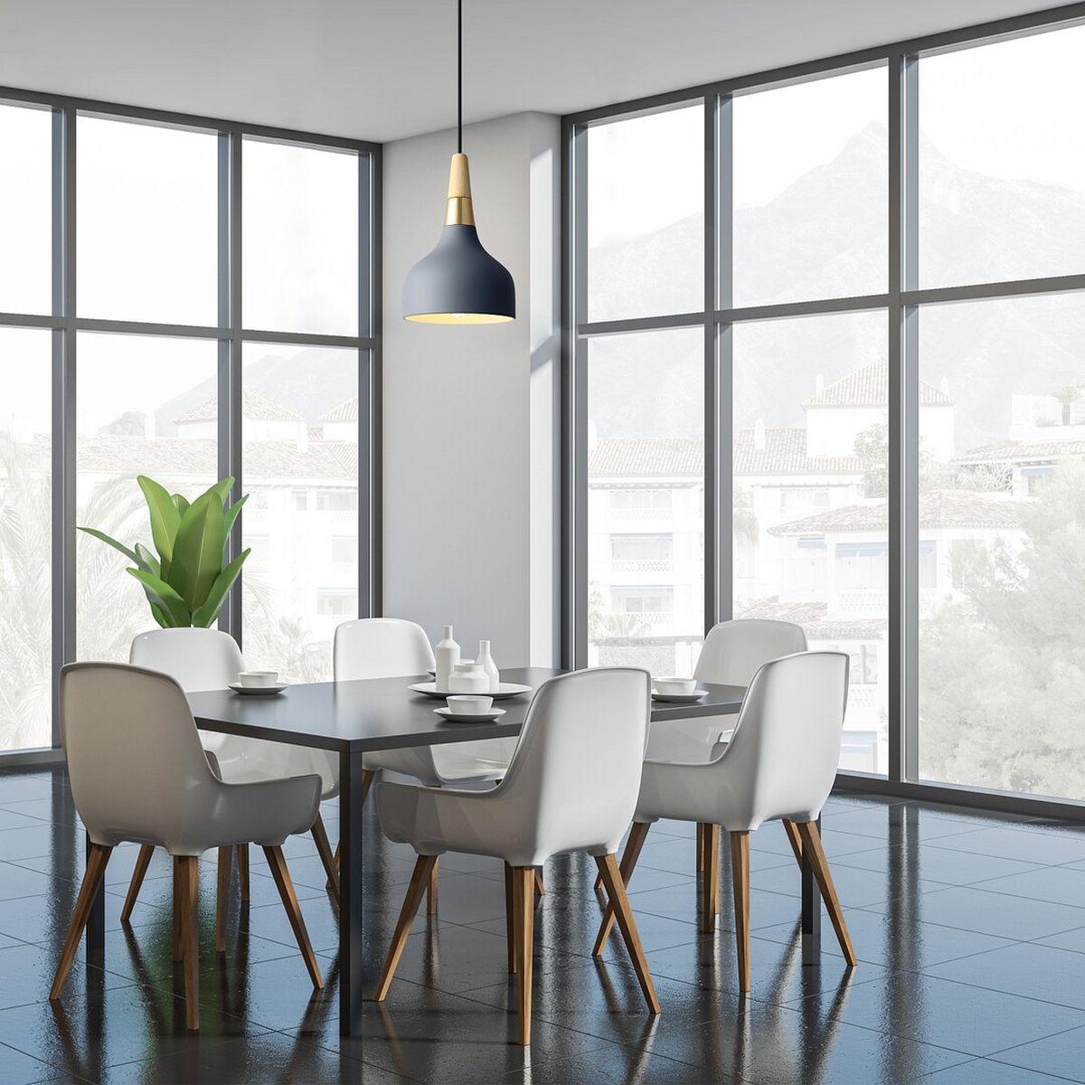 Rabalux Drusilla lampa wisząca 1x40 W czarna-złota-szary/popielaty-drewno 72135