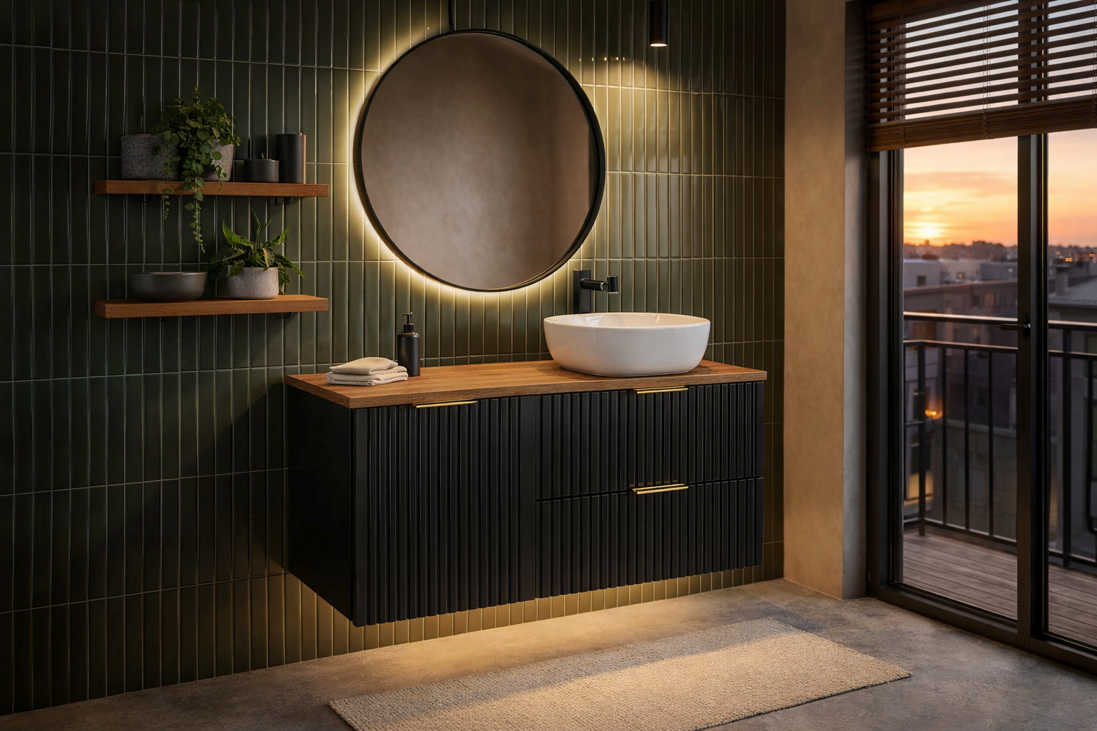 Zestaw Comad Adel Black szafki 60 cm i 40 cm wiszące czarny mat z blatem meblowym 100 cm dąb SET-ADB B WOTAN 100CM LB - Wysyłka w 24h