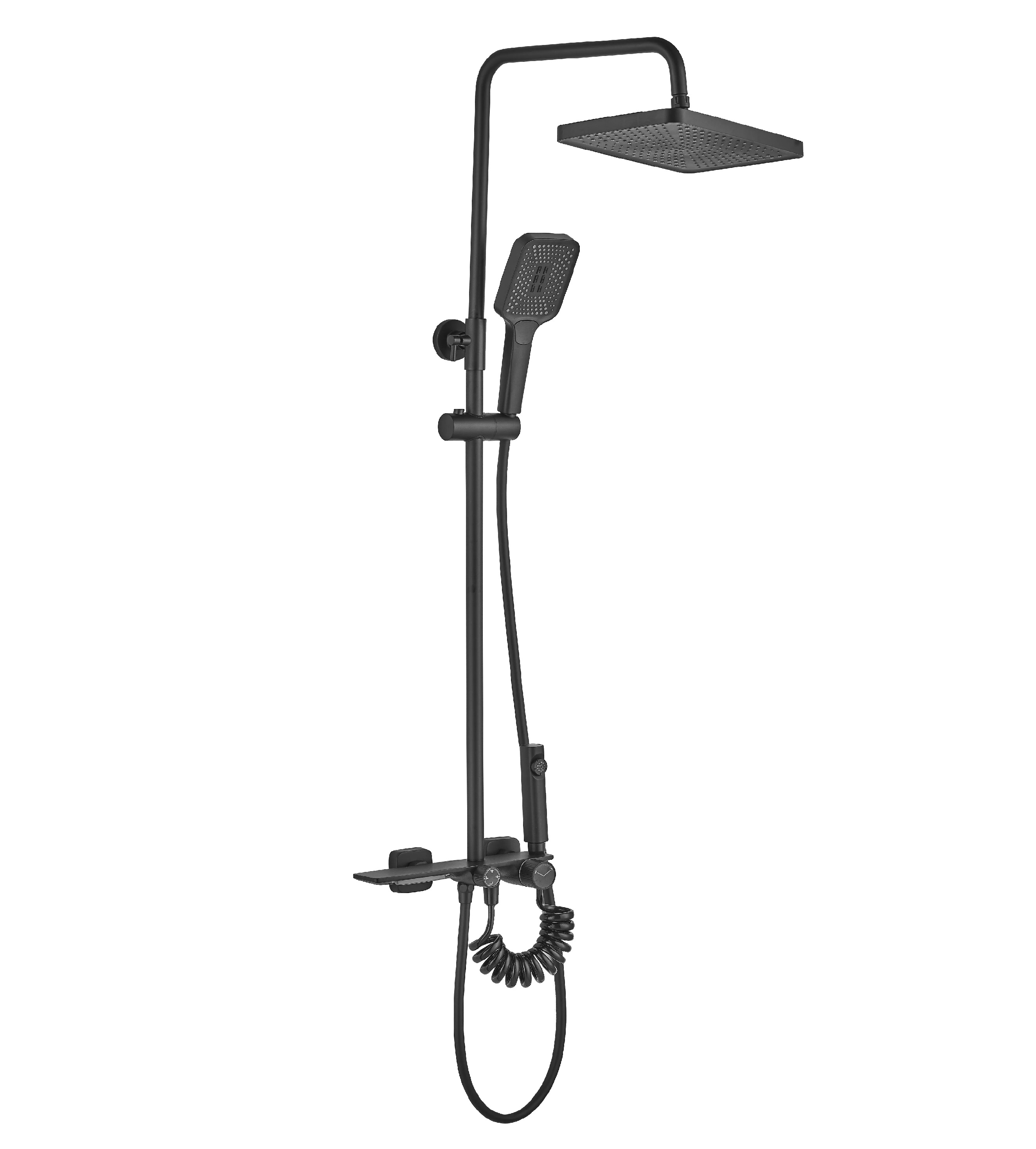 Rea Helix zestaw prysznicowy ścienny z deszczownicą i słuchawką typu bidetta czarny REA-P6618