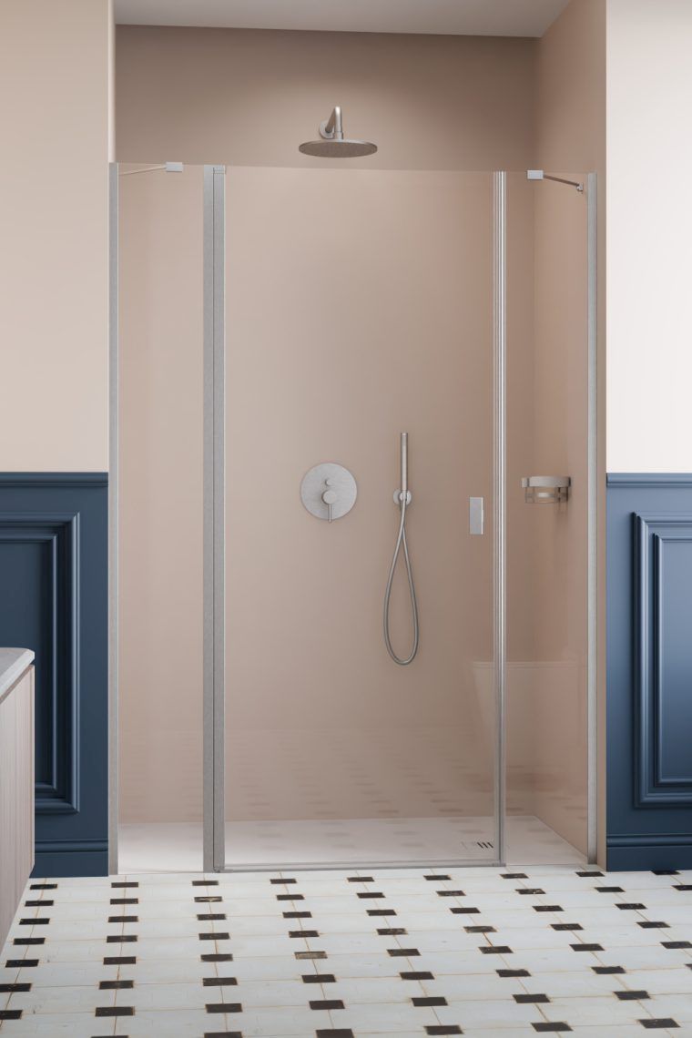 Radaway Nes Brushed Nickel DWJS drzwi prysznicowe 130 cm uchylne szczotkowany/szkło przezroczyste 10038130-91-01L