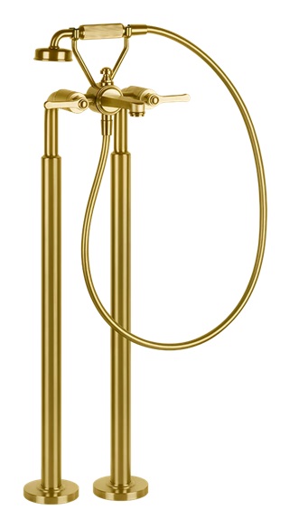 Gessi Venti20 bateria wannowo-prysznicowa wolnostojąca złoto szczotkowane 65128.716