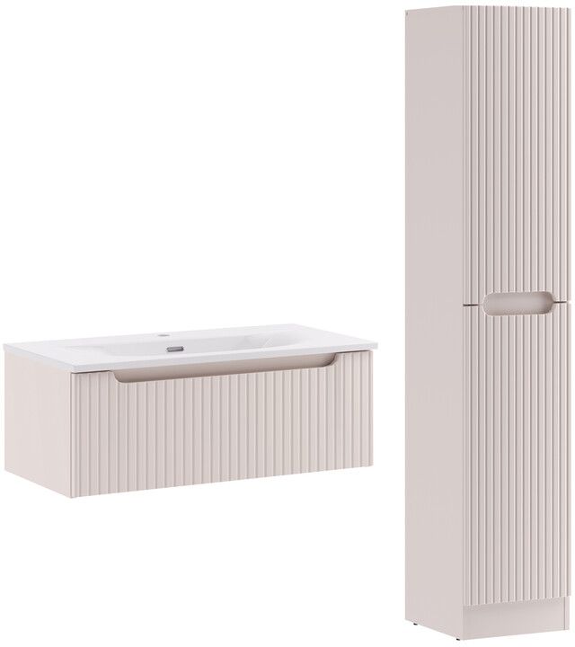 Zestaw Comad Nova Cashmere szafka 80 cm podumywalkowa wisząca z umywalką meblową Sky i szafka wysoką 180 cm kaszmir SET-NOC 80CM 1S SKY ... - Wysyłka 