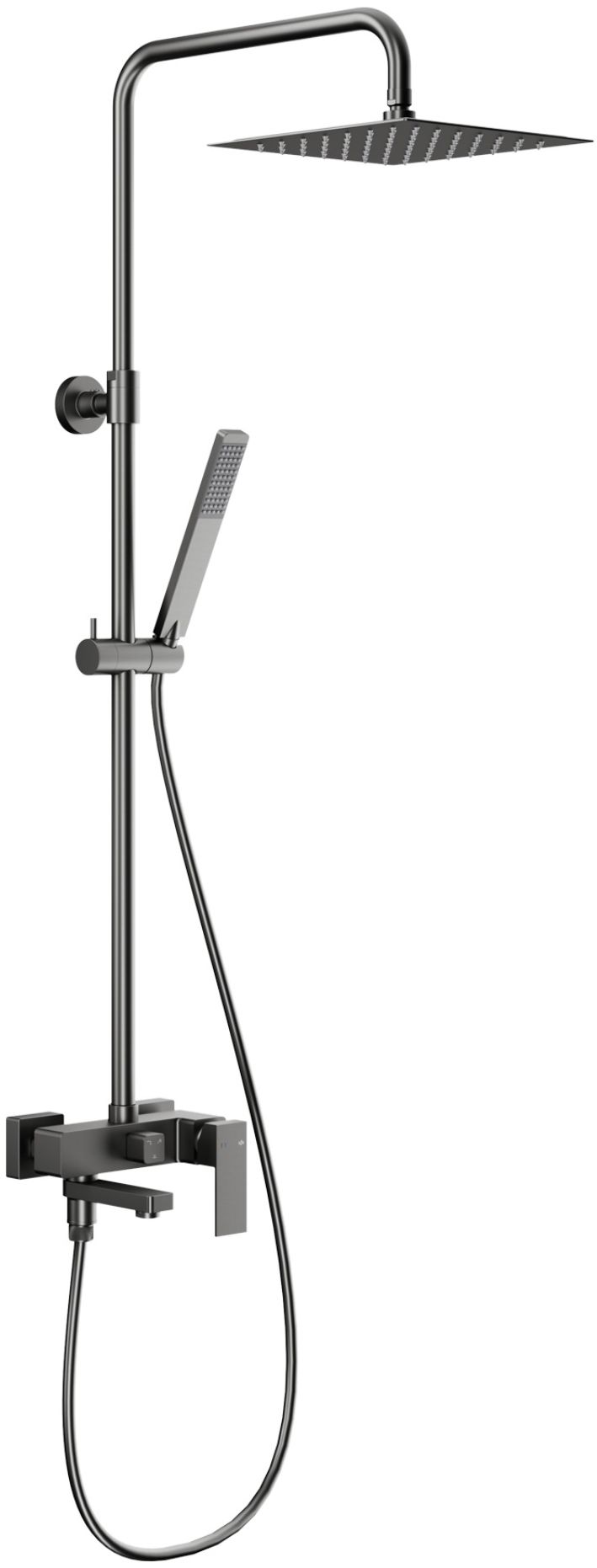 KFA Armatura Logon Gun Metal Grey zestaw wannowo-prysznicowy ścienny z deszczownicą grafitowy 5136-925-61