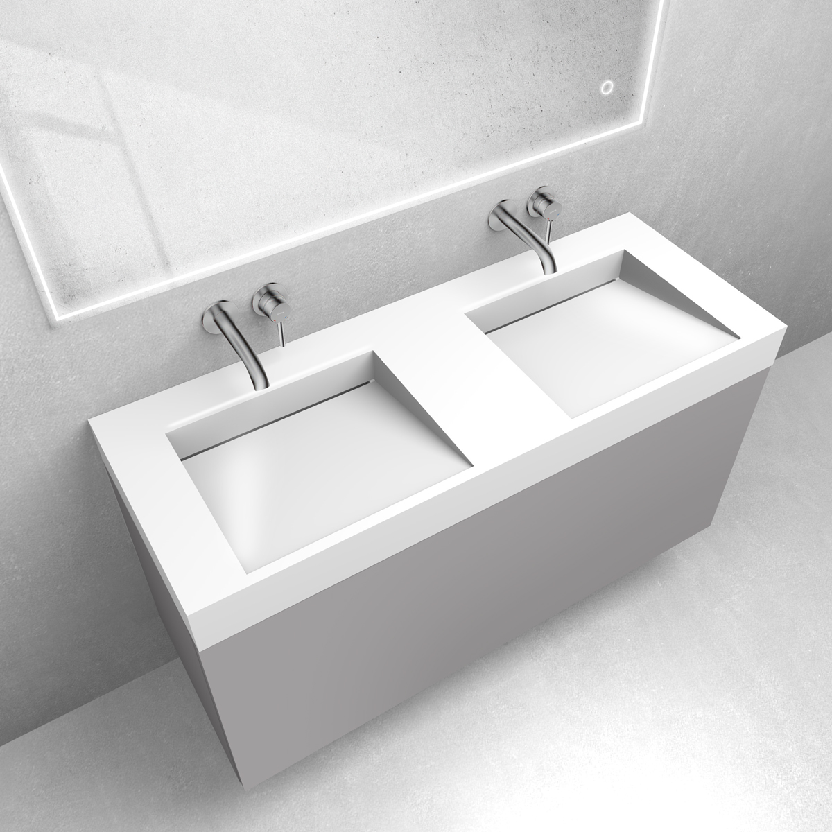 Zestaw Oltens Lun szafka podumywalkowa 120 cm z umywalką Stila LavaForm kaszmir/biały połysk 68802900