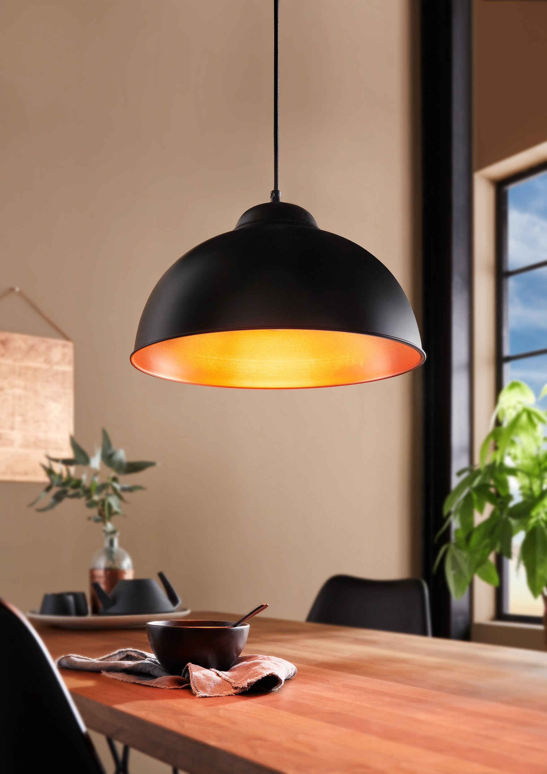 Eglo Truro lampa wisząca 1x60 W czarna-miedź 49247