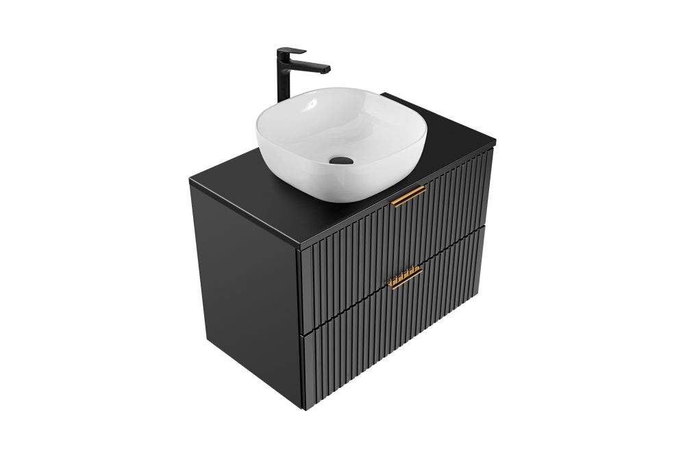 Zestaw Comad Adel Black szafka 80 cm z blatem i umywalką czarny/biały (ADELBLACK8280B2S, ADELBLACK8980B, UM6252SMILE40DP)