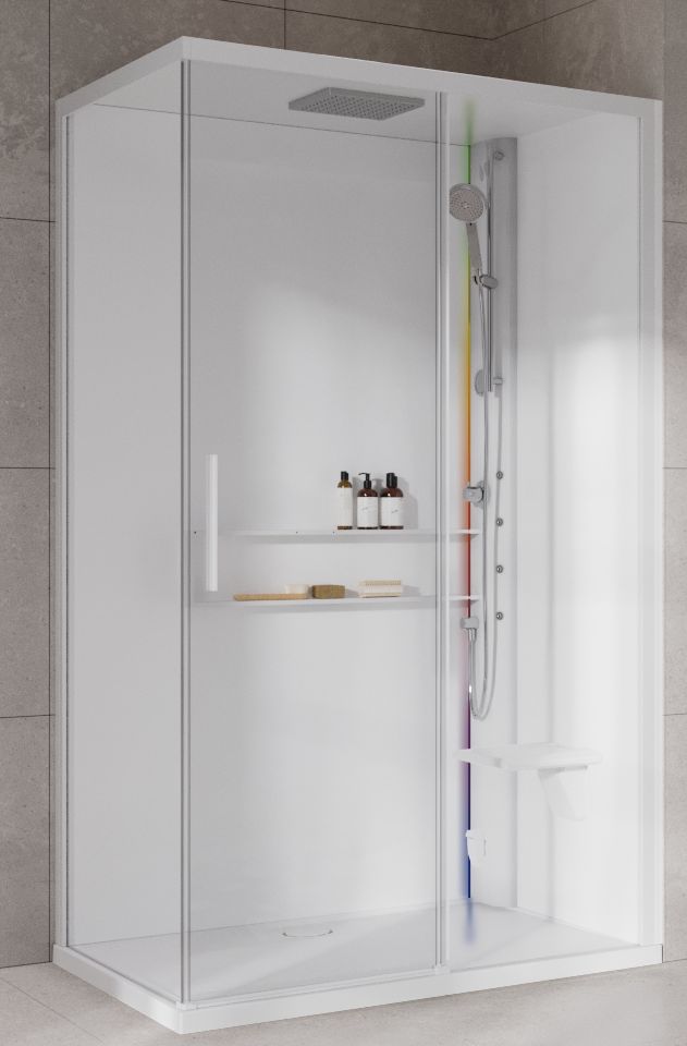 Novellini Glax 2 2.0 2P kabina z hydromasażem 120x80 cm parowa z brodzikiem prawa total biała G222P129DM5-1UU